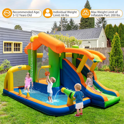 BOUNTECH Inflatable Water Slide 8-in-1 Playhouse Bouncy Castle Water Slide