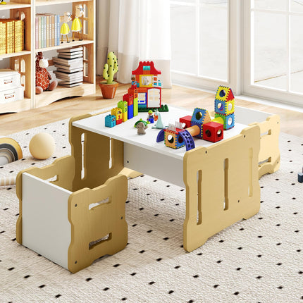 Costzon Kids Table and Chairs All in One Wooden Activity Desk Set for Home