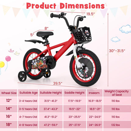 Costzon Rabbit Pilot Sporty Kids Bike, 14 Inch Child Bike for 3-8 Years Old with Adjustable Height