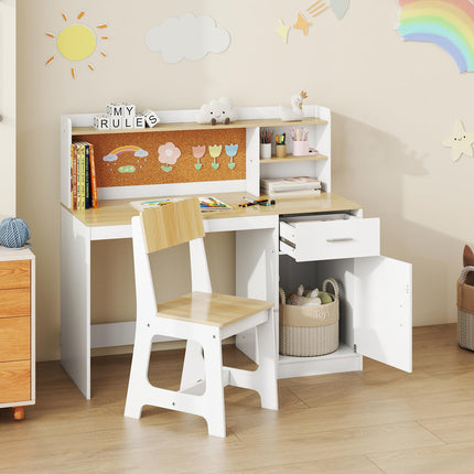 Costzon Kids Desk and Chair Set Wooden Student Writing Desk Set