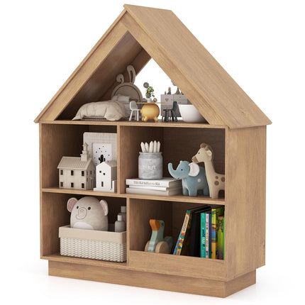 Costzon Kids Dollhouse Bookshelf 3-Tier Wooden Open Bookcase for Toys and Books