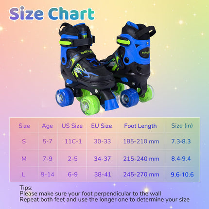 BABY JOY Roller Skates 4 Sizes Adjustable Quad Skates