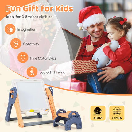 Costzon 6-in-1 Kids Table & Chair Set, Folding Art Easel, Activity Table for Sand & Water
