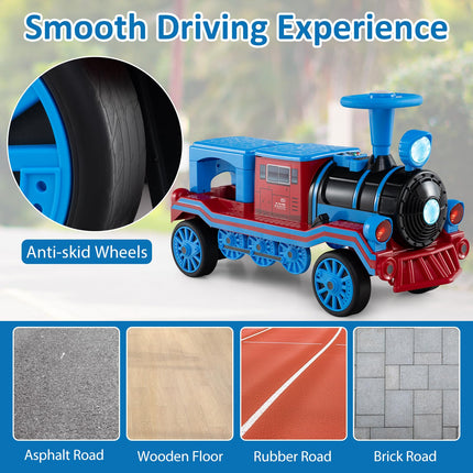 Costzon 12V 2-Seater Ride on Train with Train Whistle