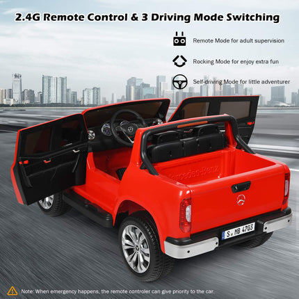 Costzon 2-Seater Ride on Polick Truck, Licensed Mercedes Benz X Class Battery Powered Ride on Car w/ 2.4G Remote Control
