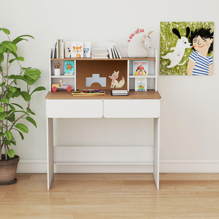 Costzon Kids Study Desk Student Writing Table with Cork Bulletin Board