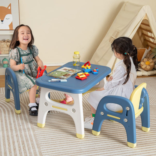 Costzon Kids Table and Chair Set w/Montessori Toys, Kids Activity Table w/Storage Shelf