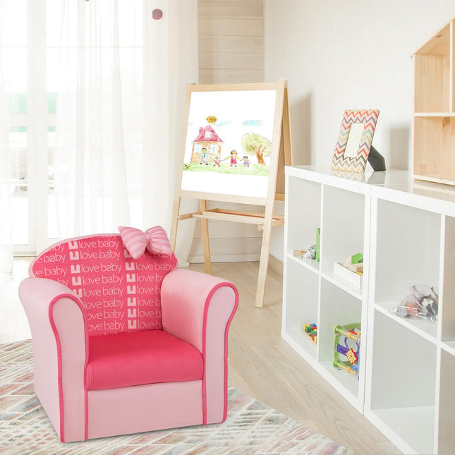 Costzon Kids Sofa, Toddler Upholstered Armchair with Solid Wooden Frame (Single Seat)