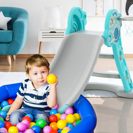 BABY JOY Toddler Slide, 3 in 1 Folding Baby Slide Climber Playset, Freestanding Slide with Long Slipping Slope