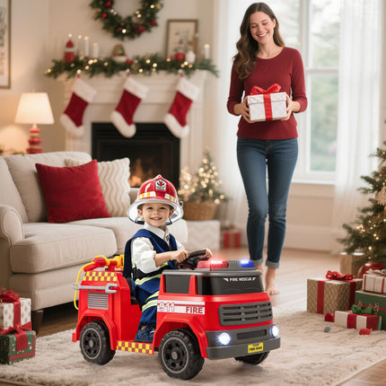 Costzon  12V Battery Powered Fire Car Toy with Water Gun & Tank