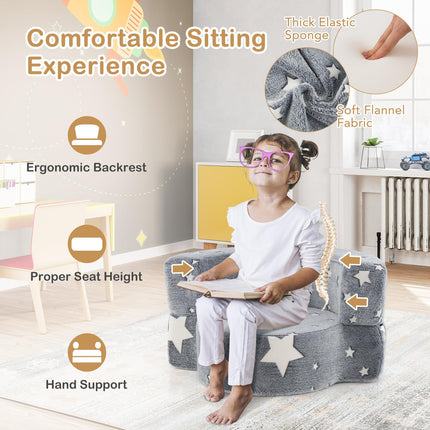 Costzon Kids Couch, 2 in 1 Convertible Glow in The Dark Sofa for Toddlers with 8-inch Sitting Cushion