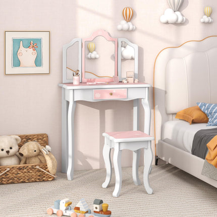 Costzon Kids Vanity & Jewelry Armoire Cabinet