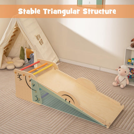 Costzon Climbing Toys for Toddlers, 6 in 1 Montessori Wooden Climber Ladder with Reversible Ramp