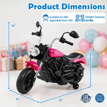 Costzon 6V Chopper Kids Motorcycle with Music Training Wheels