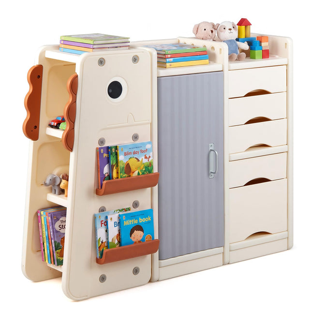 Costzon Dinosaur-Shaped Toy Storage Organizer Toddler Toy and Book Storage Cabinet