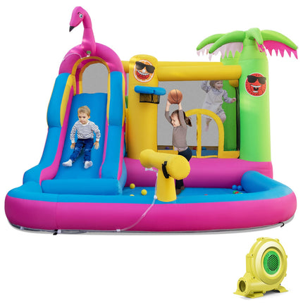 Costzon Inflatable Water Slide, Water Bounce House for Kids Backyard Family Fun with Long Slide, Large Jumping Area