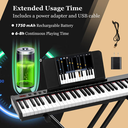 Costzon 61 Key Keyboard Piano, Portable Electric Piano Keyboard for Beginners with Semi-weighted Keys