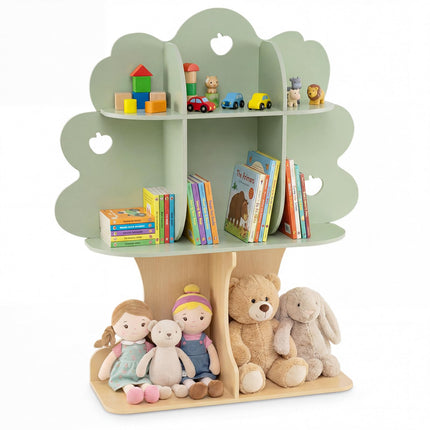 Costzon 45" Kids Green Apple Tree Bookshelf | Montessori Bookshelf Toy Storage Organizer