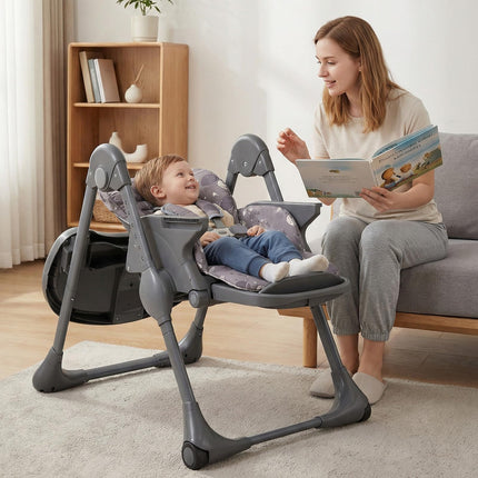 Portable Highchairs for Babied and Toddlers Double Removable Tray Built-in Wheels