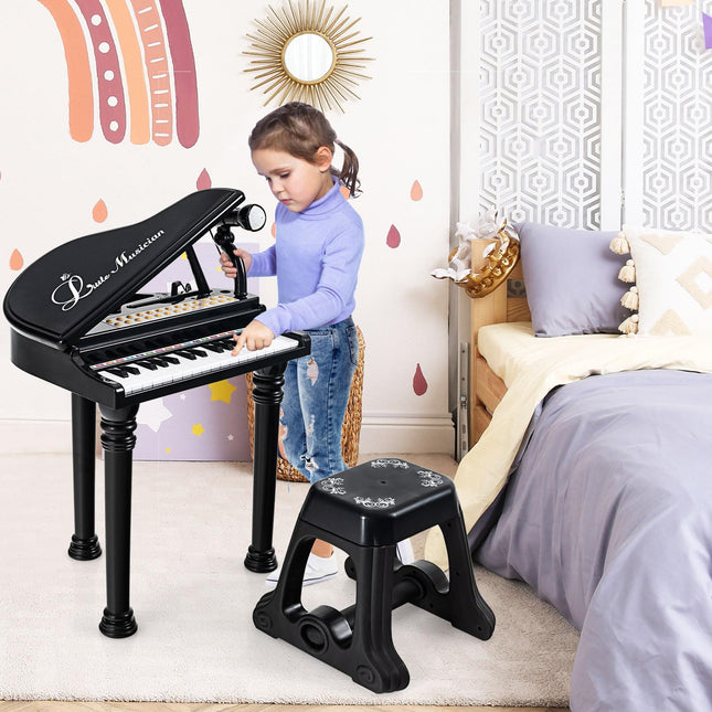 Costzon Kids Piano, 31 Key Mini Grand Piano Toy Keyboard with Microphone
