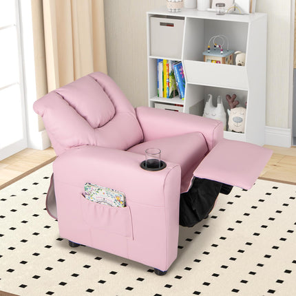 Costzon Kids Recliner Chair with Cup Holder, Toddler Furniture Children Armrest Sofa w/Headrest & Footrest for Girls Boys Baby Bedroom