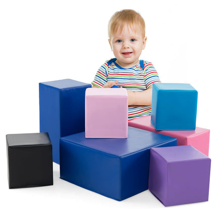Costzon Foam Blocks, 7 PCS Colorful Building Toys Stacking Block Playset for Kids Safe Active Playing