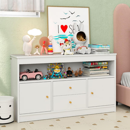 Costzon Kids Toy Storage Organizer, Wooden Children Bookshelf Storage Chest w/Open Shelf