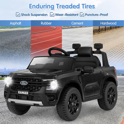 Costzon 12V Licensed Ford Ranger Kids Car, Electric Vehicle W/Remote Control, Soft Start Ride on Car for Kids