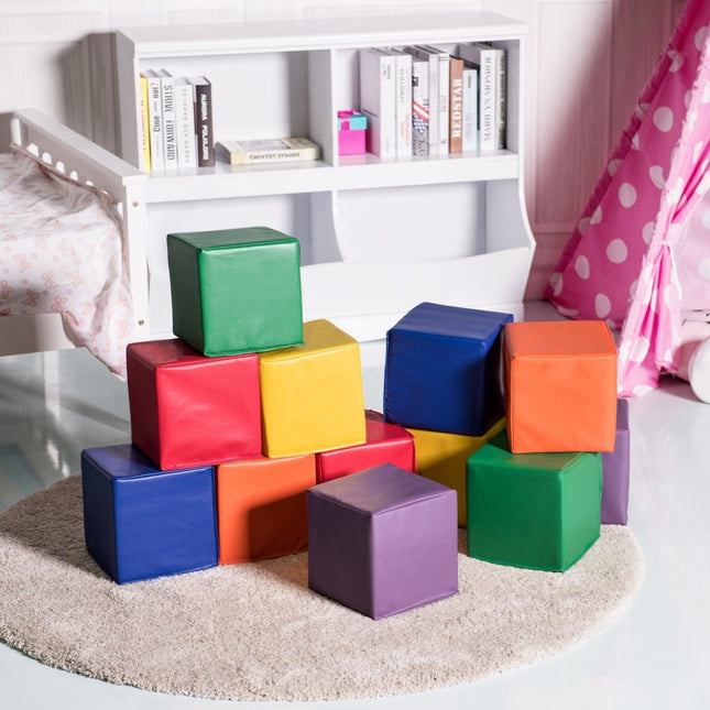 Soft Blocks, Toddler Foam Block Playset for Safe Active Play and Building (8-Inch, 12-Piece) - costzon