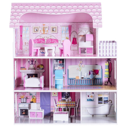 Dollhouse, Toy Family House with 13 pcs Furniture - costzon