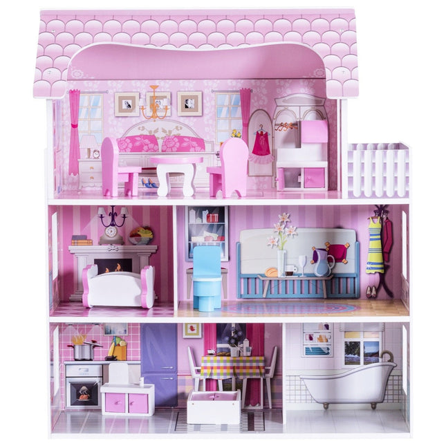 Dollhouse, Toy Family House with 13 pcs Furniture - costzon