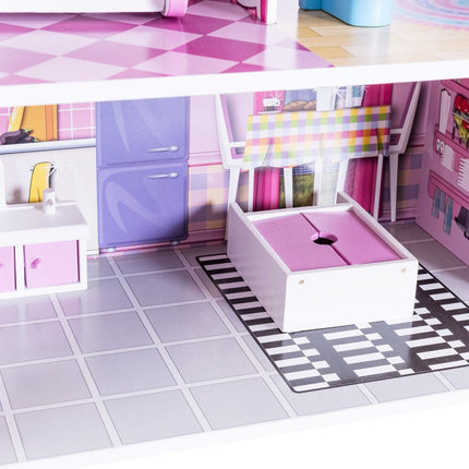 Dollhouse, Toy Family House with 13 pcs Furniture - costzon