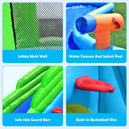 Costzon Inflatable Water Slide, Giant 7 in 1 Crocodile Water Park w/Double Slides (with 780W Air Blower) - costzon