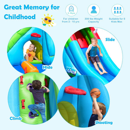 Costzon Inflatable Water Slide, Giant 7 in 1 Crocodile Water Park w/Double Slides (with 780W Air Blower) - costzon