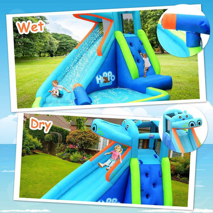 Inflatable Water Slide, Hippo Themed Bounce House - costzon