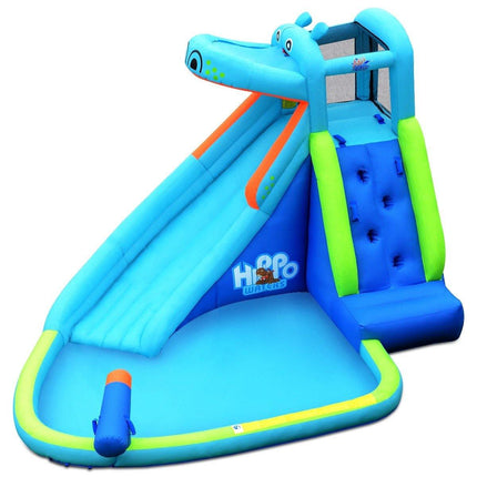 Inflatable Water Slide, Hippo Themed Bounce House - costzon