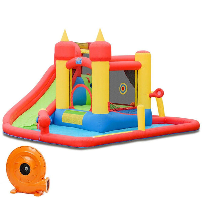 Costzon Inflatable Bounce House, Mighty 7 in 1 Water Slide Park