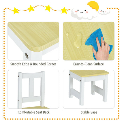 4 PCS Kids Wooden Activity Table & Chairs Set - Costzon