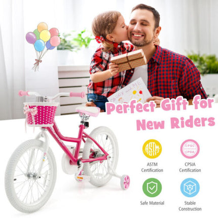BABY JOY Kids Bike, 18 Inch Bike w/Removable Training Wheels, Adjustable Seat